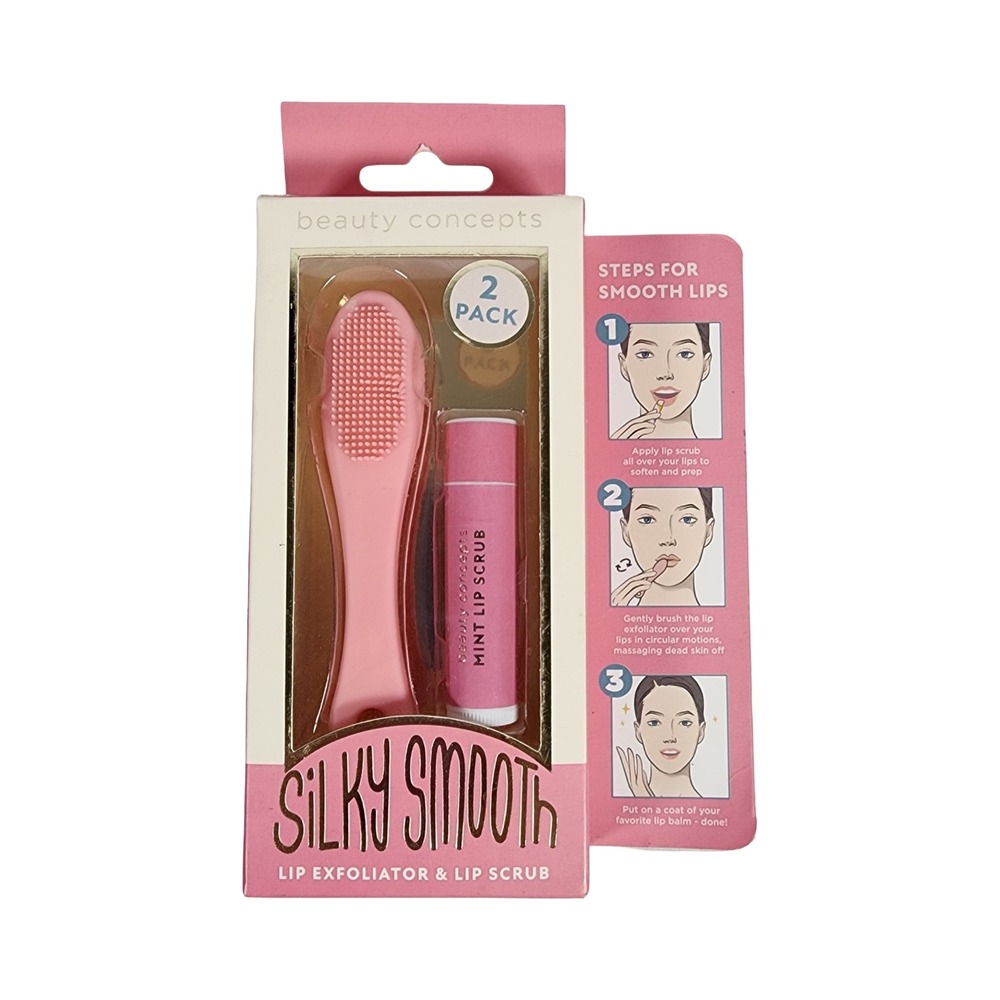 Beauty Concepts Silky Smooth 2‎ Pack Mint Lip Scrub and Silicone Exfoliator Tool